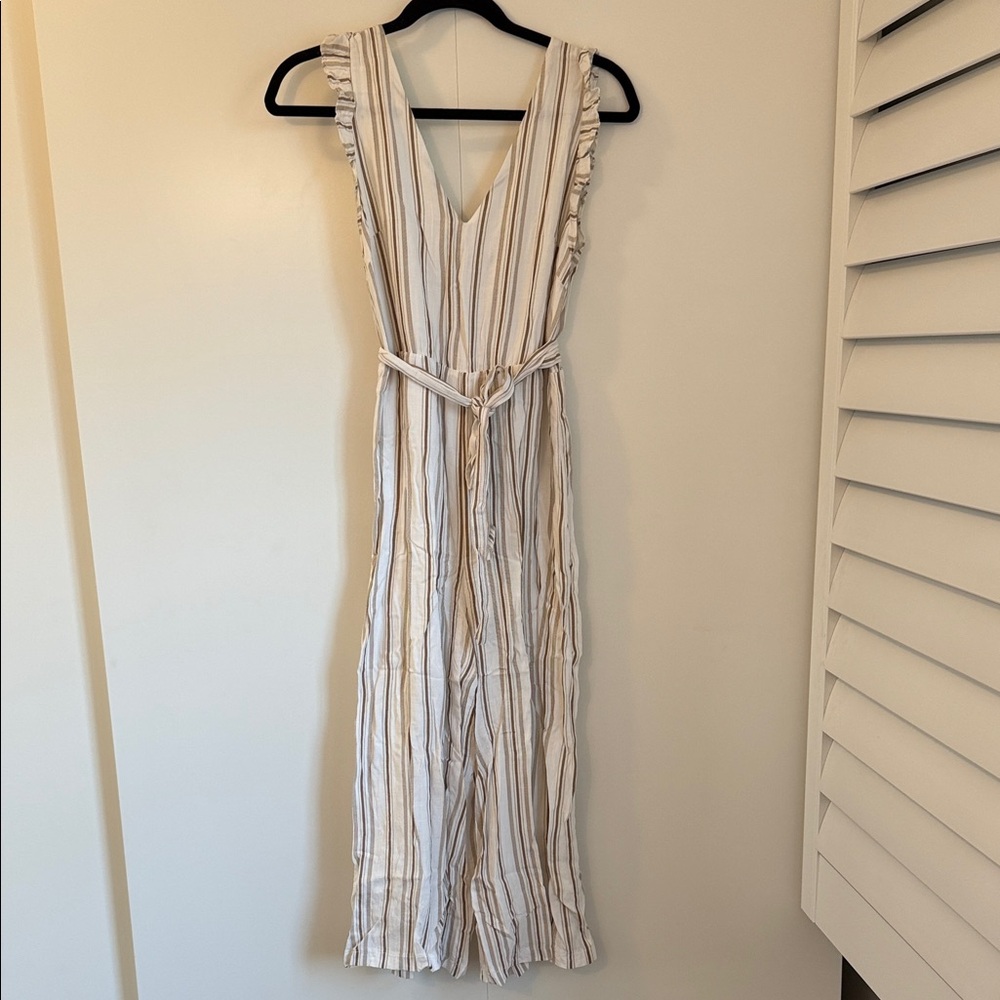 Striped Sleeveless V-Neck Jumpsuit